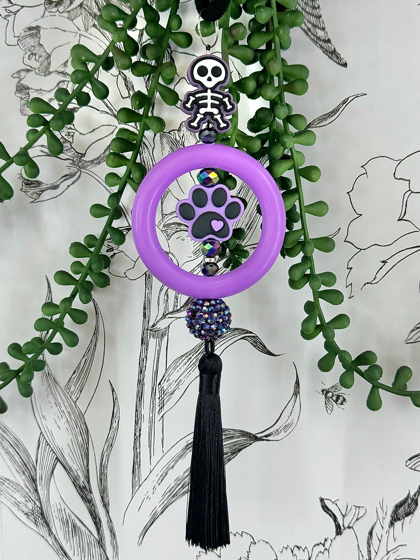 Purple Paw | Skeleton | Rearview Mirror Charm