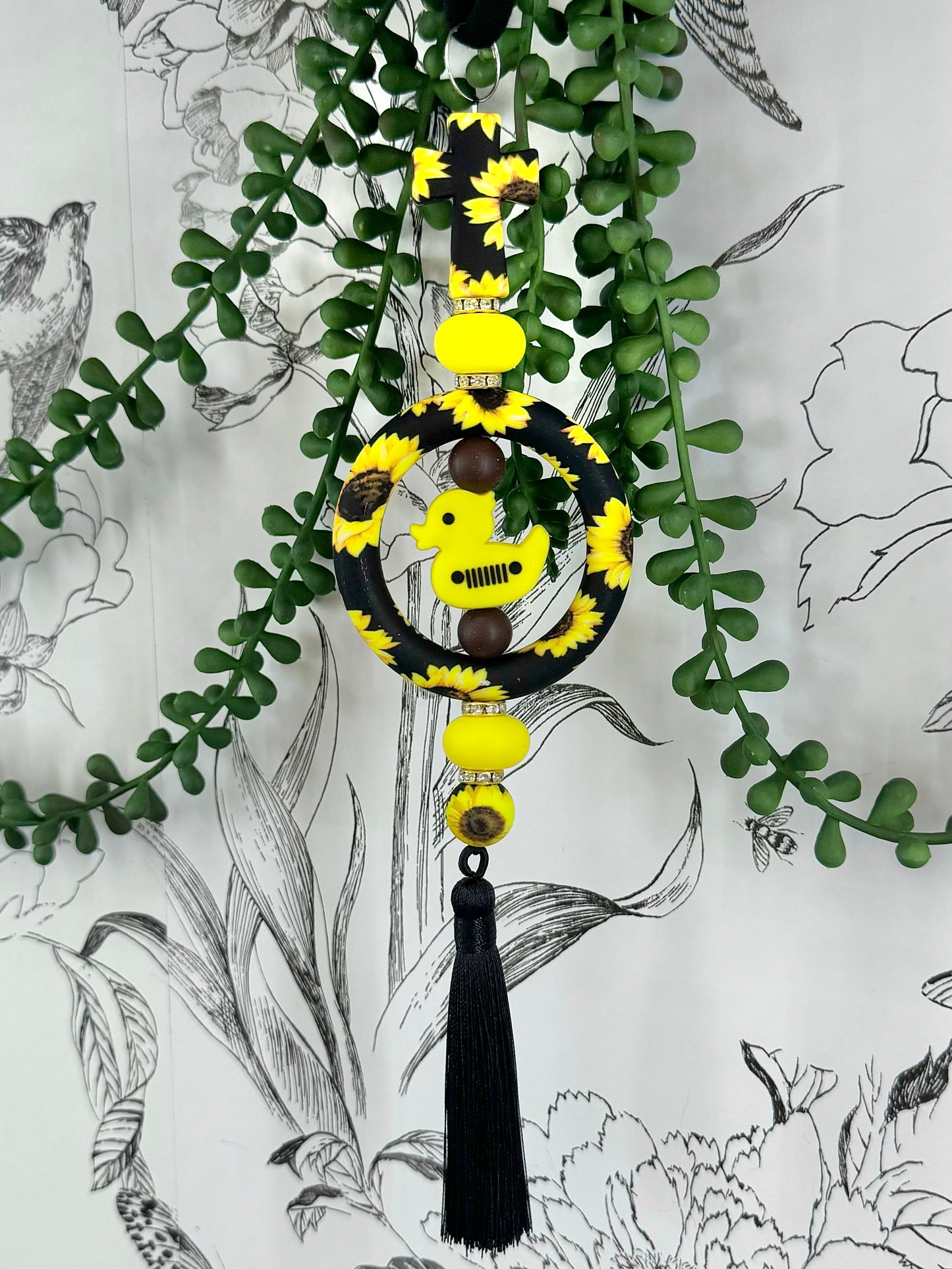 Sunflower | Jeep Duck | Rearview Mirror Charm