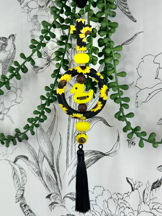 Sunflower | Jeep Duck | Rearview Mirror Charm