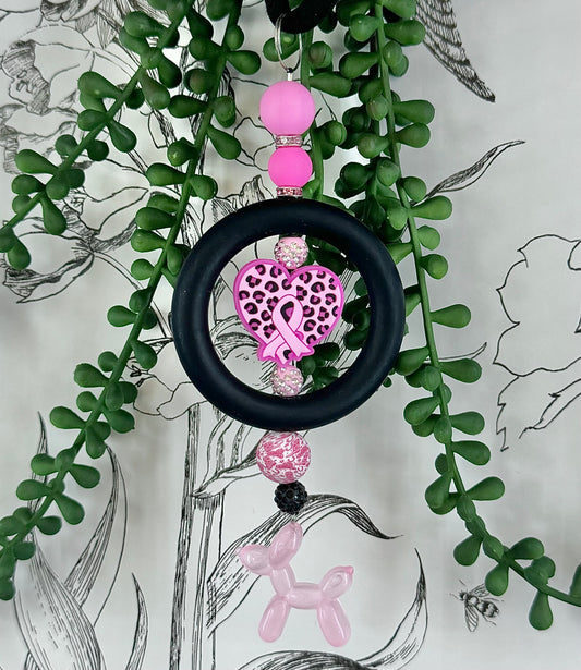 Breast Cancer | Balloon Dog | Rearview Mirror Charm