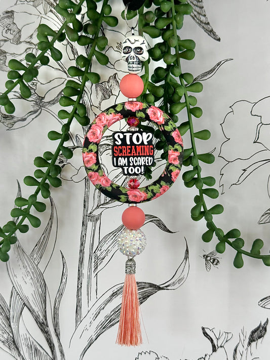 Stop Screaming | Skull | Rearview Mirror Charm