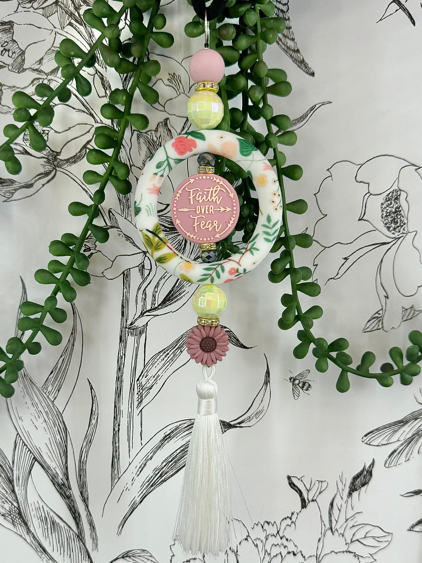 Faith Over Fear | Floral | Rearview Mirror Charm