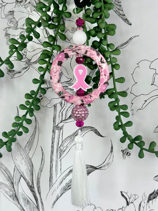 Breast Cancer Ribbon | Rearview Mirror Charm