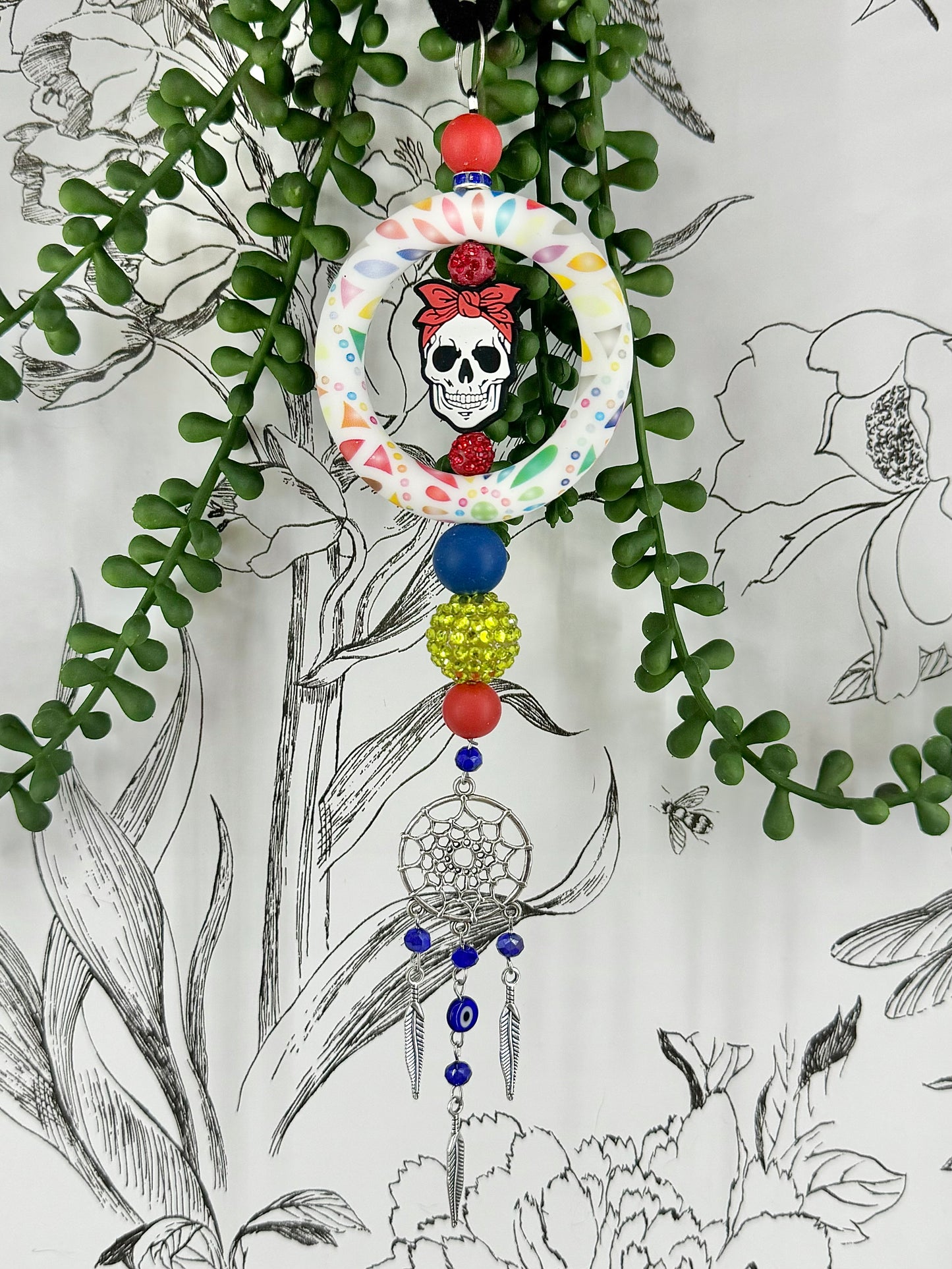 Skull and Dreamcatcher | Rearview Mirror Charm