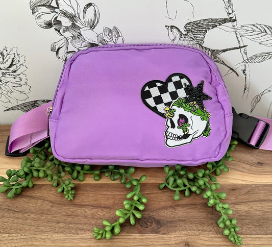 Skull with Kitty | Crossbody Patch Bag