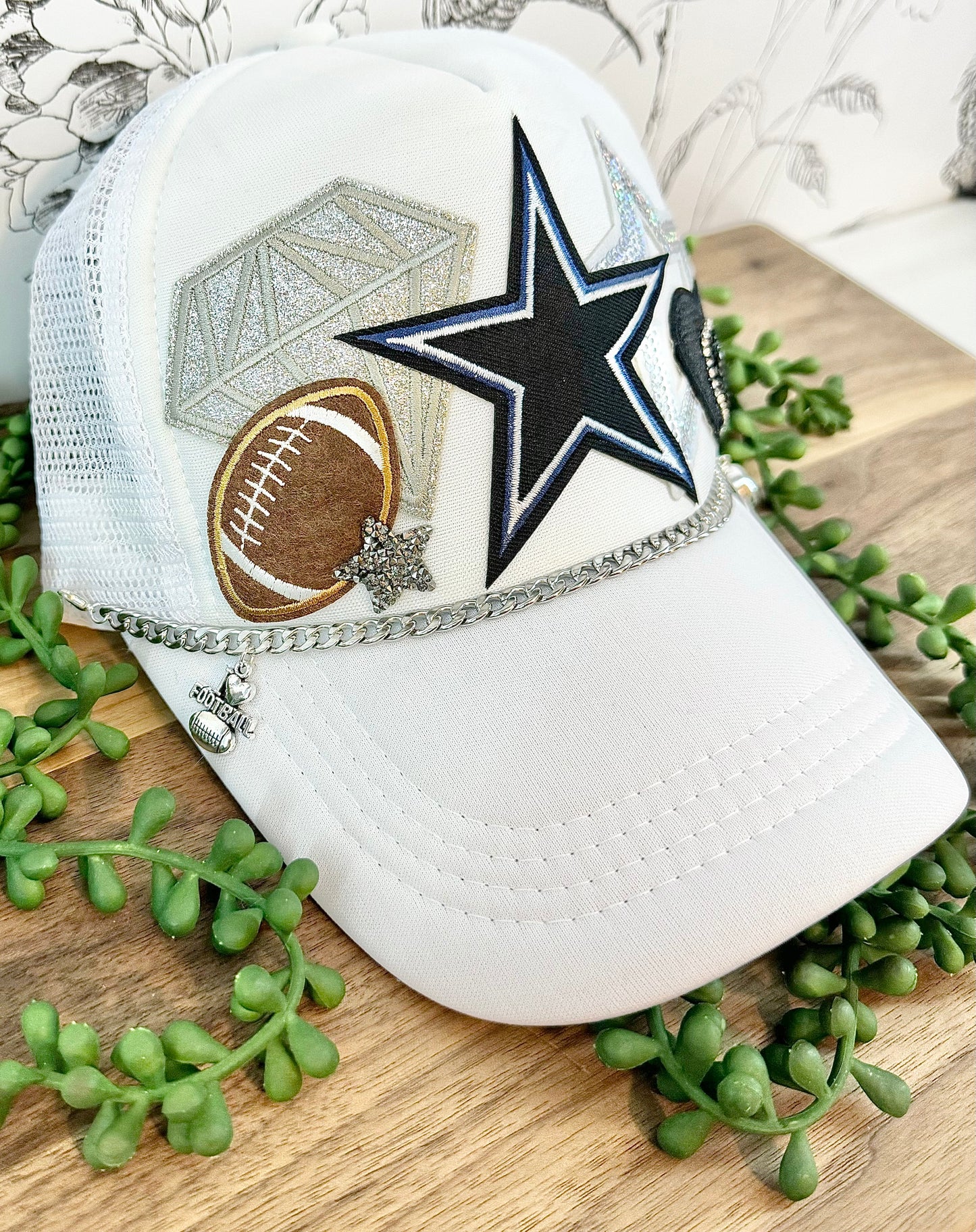 Blue Star Football Patch Hat