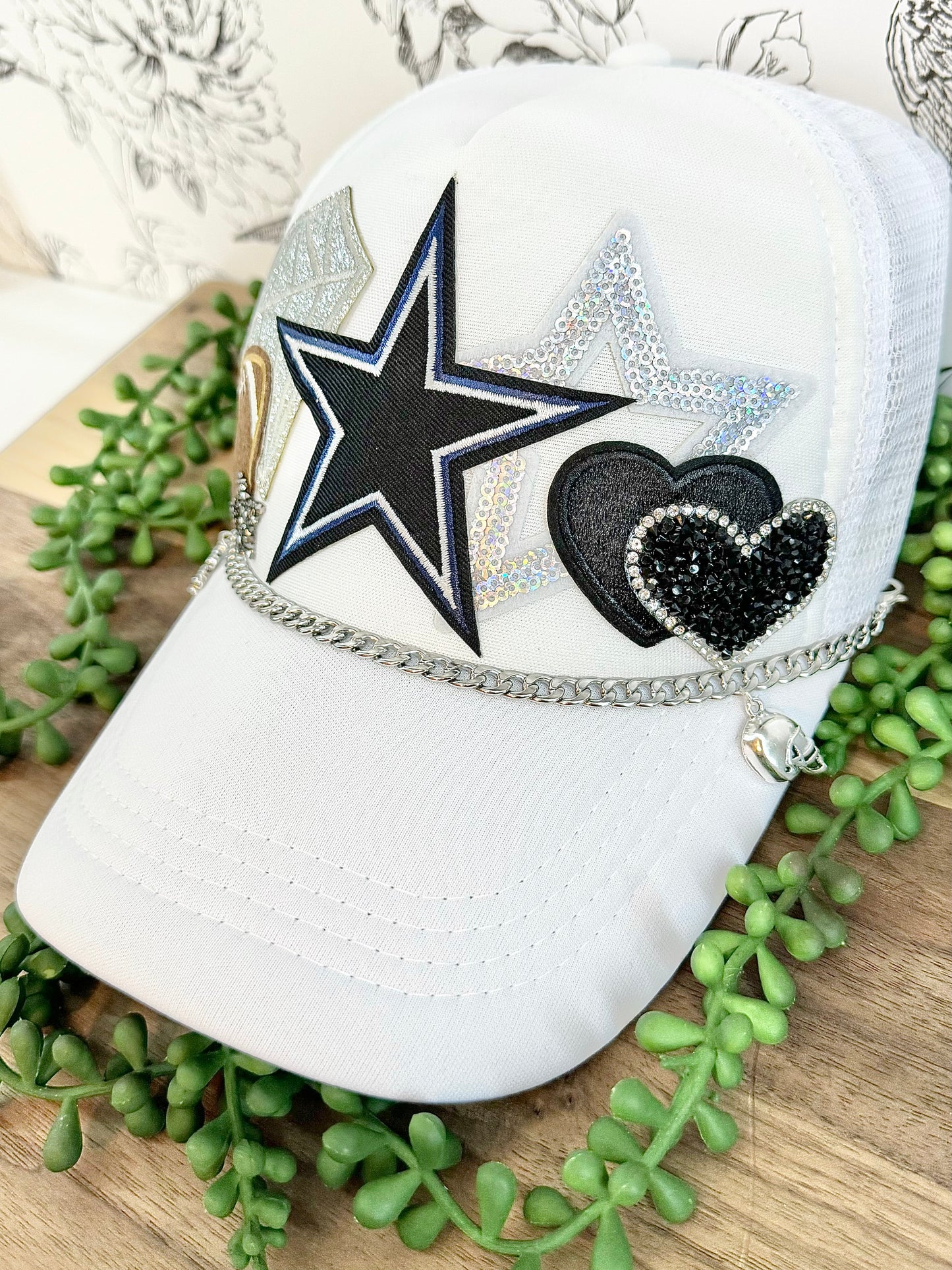 Blue Star Football Patch Hat