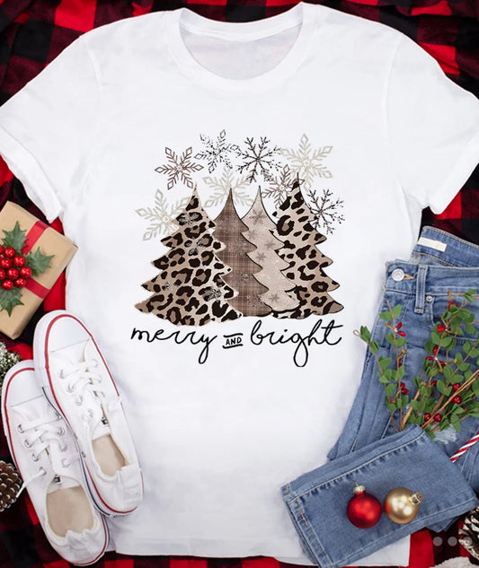 Merry & Bright Animal Print Tee - Unisex