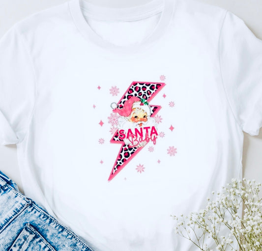 Pink Santa Lightning Bolt Tee - Unisex