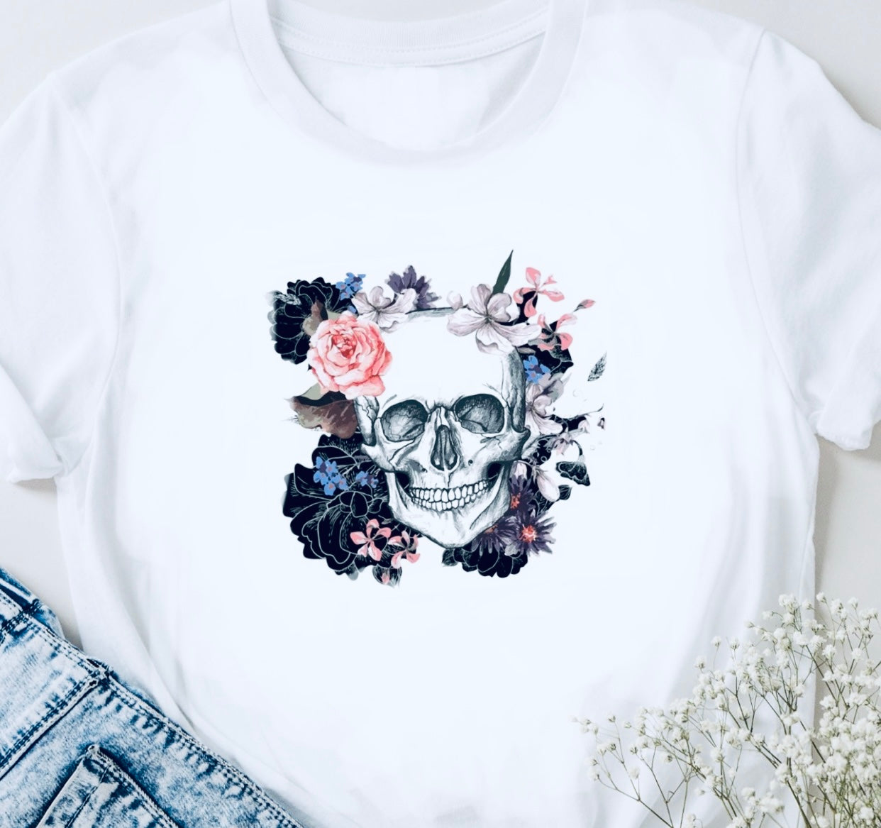 Floral Skull Tee - Unisex